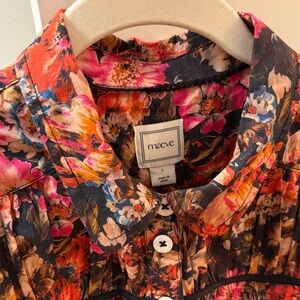 Anthro Maeve Leandra Black and Red Floral Blouse - stunning and like new!